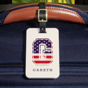 Modern USA flagga Monogram G Bagagebricka