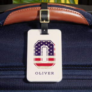 Modern USA flagga Monogram O Bagagebricka