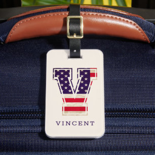 Modern USA flagga Monogram V Bagagebricka
