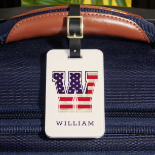 Modern USA flagga Monogram W Bagagebricka
