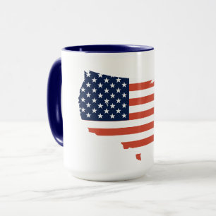 Modern USA-kartkontur - Amerikansk stolthet Vit mu Mugg