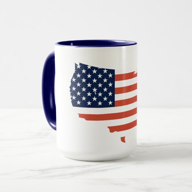 Modern USA Map Outline - American Pride White Mug Mugg (Framsida vänster)