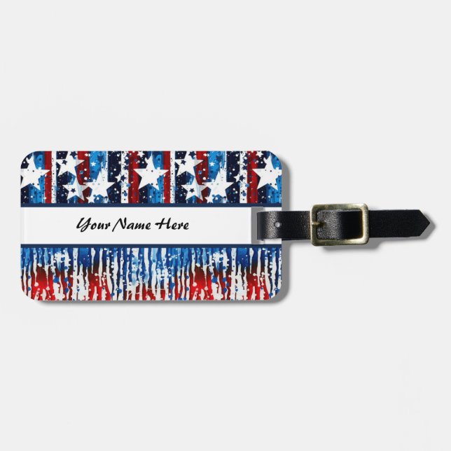 Modern USA Stars och stripes Bagagebricka (Horisontell Framsida)