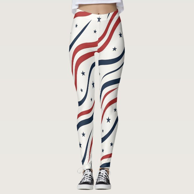 Modern USA-stjärnmönster | Damaktivtkläder Leggings (Framsida)