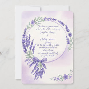 Modern utandningsinbjudan till Lavender Typography Inbjudningar