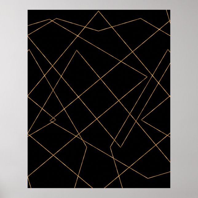 Modern utformning av geometriska streck i Guld och Poster (Framsidan)