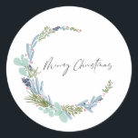 Modern utformning av God jul för utandning av Boho Runt Klistermärke<br><div class="desc">Modern utformning av God jul för utandning av Boho</div>