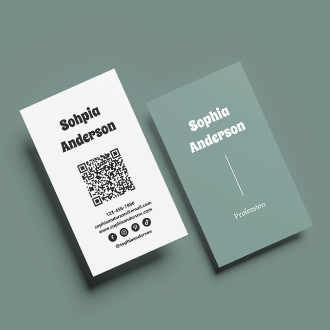 Modern utformning av Lodrät | QR-kod och Social-lä Visitkort (Skapare uppladdad)