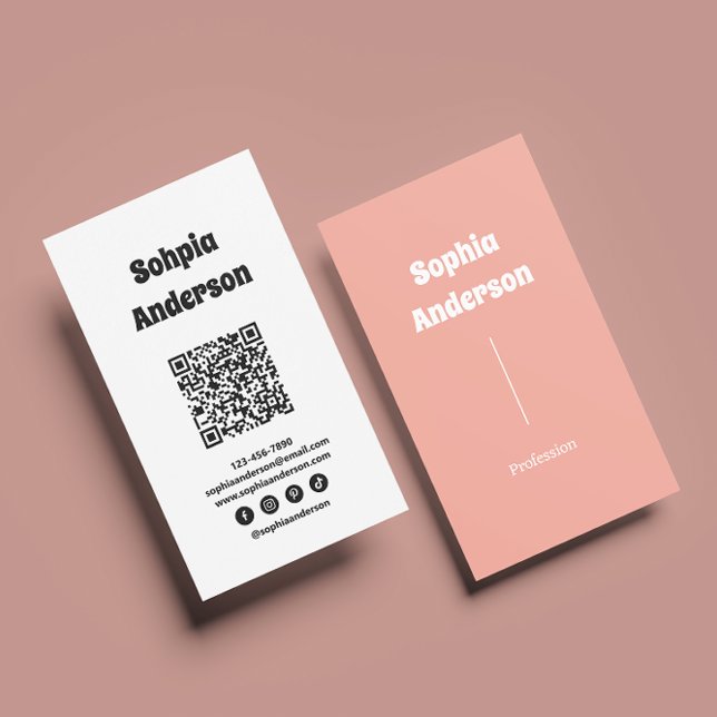 Modern utformning av Lodrät | QR-kod och Social-lä Visitkort (Skapare uppladdad)