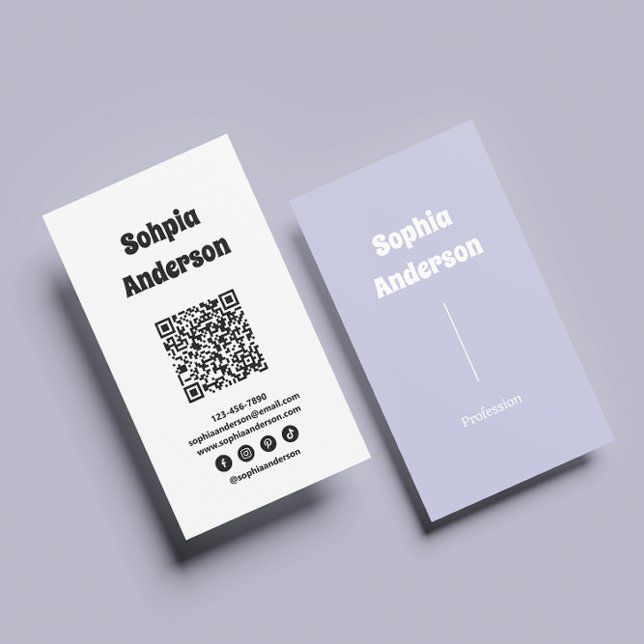 Modern utformning av Lodrät | QR-kod och Social-lä Visitkort (Skapare uppladdad)
