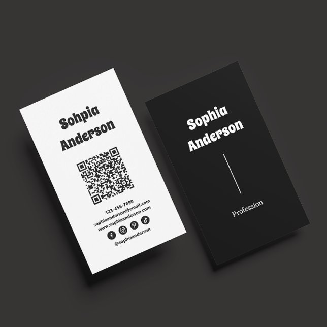 Modern utformning av Lodrät | QR-kod och Social-lä Visitkort (Skapare uppladdad)