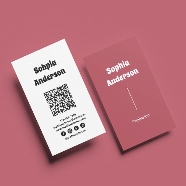 Modern utformning av Lodrät | QR-kod och Social-lä Visitkort (Skapare uppladdad)