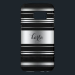Modern utformning av silver Grått och svart Rand Galaxy S5 Skal<br><div class="desc">Den moderna eleganten slickar silver grått och svart rand</div>