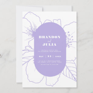Modern Utlagd Blommig Kontur Lila Lavendel QR-kod Inbjudningar