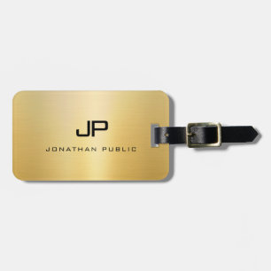 Modern utseendemall för Monogram Namn Guld Bagagebricka