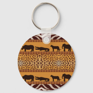 Modern utskrift av afrikansk Cheetah Mönster Nyckelring