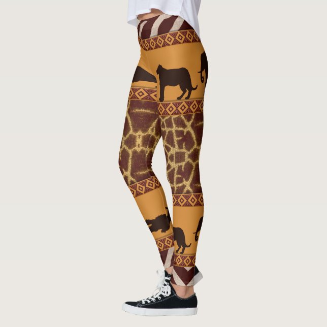 Modern utskrift av afrikansk Giraffe Mönster Leggings (Vänster)