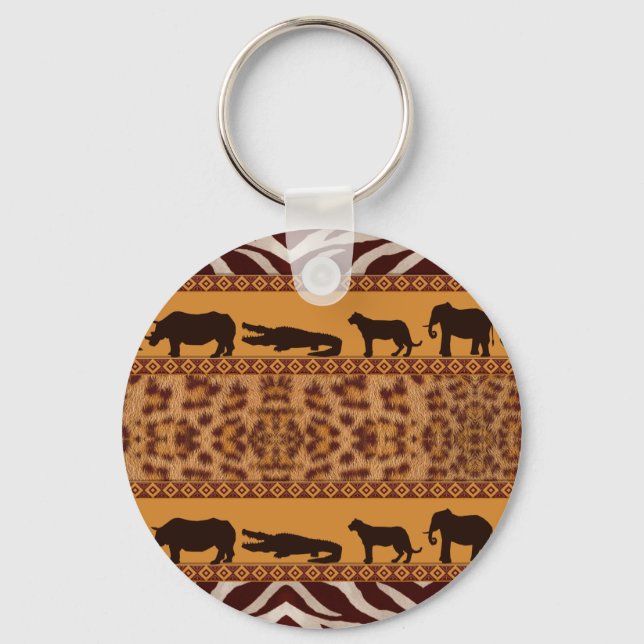 Modern utskrift av afrikansk Jaguar Mönster Nyckelring (Framsida)