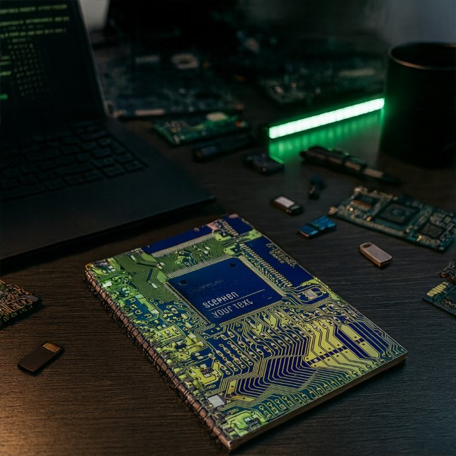 Modern utskrift av kretskort Design Add Namn Geeky Anteckningsbok (Skapare uppladdad)