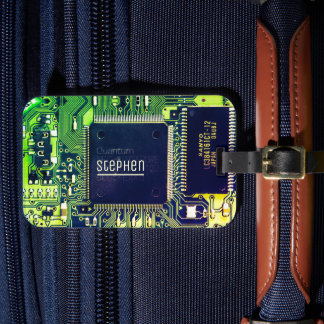 Modern utskrift av kretskort Design Add Namn Geeky Bagagebricka