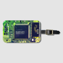 Modern utskrift av kretskort Design Add Namn Geeky Bagagebricka