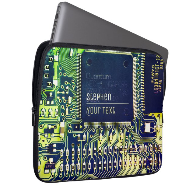 Modern utskrift av kretskort Design Add Namn Geeky Laptop Fodral (Framsidan Höger)