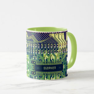 Modern utskrift av kretskort Design Add Namn Geeky Mugg
