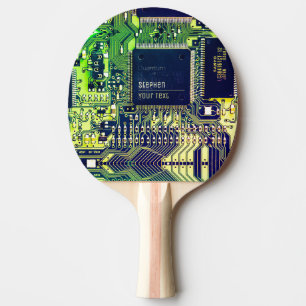 Modern utskrift av kretskort Design Add Namn Geeky Pingisracket