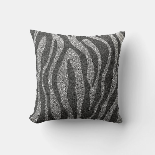 Modern utskrift av Silver och svart Glitter i Chic Kudde (Framsida)