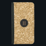 Modern utskrift Guld Glitter & Struktur Samsung Galaxy S5 Plånboksfodral<br><div class="desc">Elegant modern guld glitter och glitter struktur tryckt. Monogram för svart cirkel och anpassningsbar är tillval.</div>