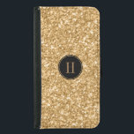 Modern utskrift Guld Glitter & Struktur Samsung Galaxy S5 Plånboksfodral<br><div class="desc">Elegant modern guld glitter och glitter struktur tryckt. Monogram för svart cirkel och anpassningsbar är tillval.</div>