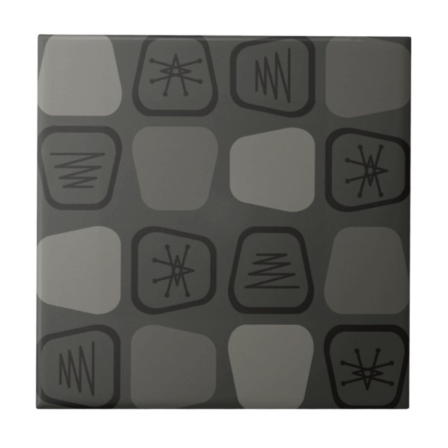 Modern, utslitna fyrkanter, svart i mitten av århu kakelplatta (Framsidan)