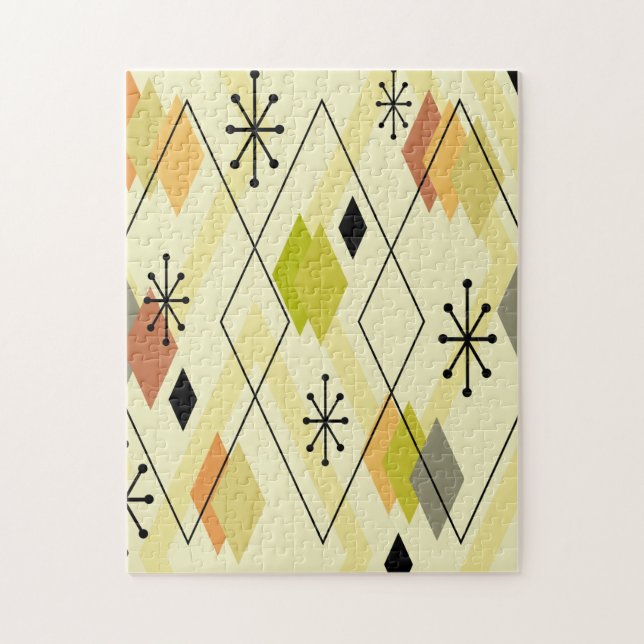 Modern, utspridd diamant Chartreuse Pussel (Vertikal)