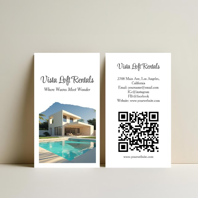 Modern Vacation Rental Guest House Photo QR Code Visitkort (Skapare uppladdad)