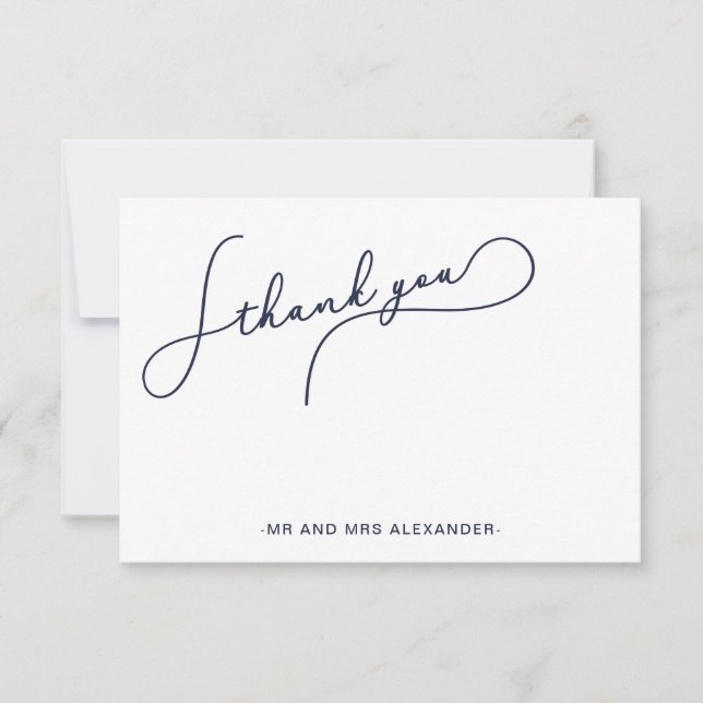 Modern vacker blå och falsk guld skrift Tack Kort (Framsida)