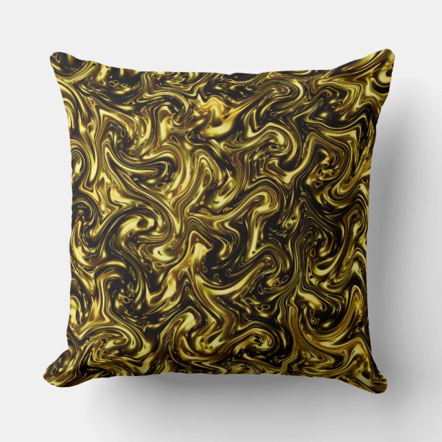 Modern vacker guldfärgad mönster-kurva Fashionart Kudde (Framsida)