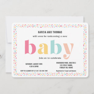 Modern vacker pastel Colorful Baby Shower Inbjudningar