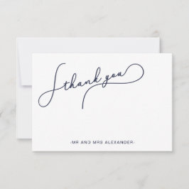 Modern vacker skrift blå och falskt guld Tack Kort