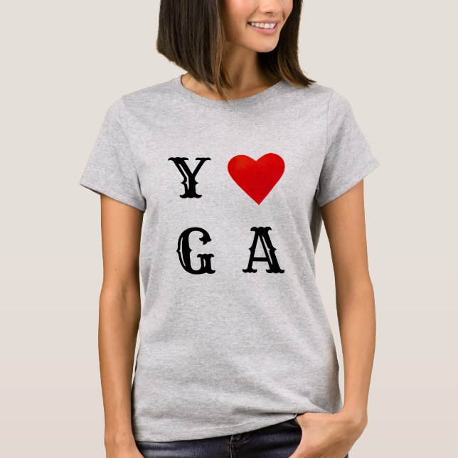 Modern Vacker Yoga Hjärtat T Shirt (Framsida)