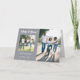 Modern vad ett år 3-foto-Grått Helgkort