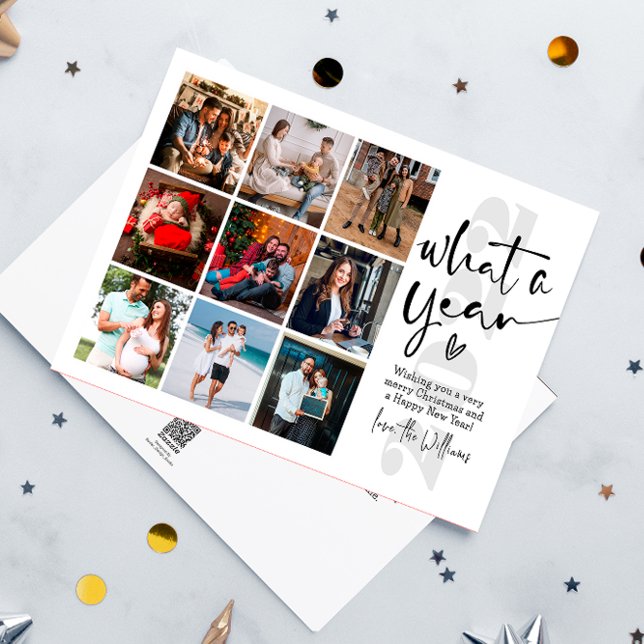 Modern Vad Ett År Foto Collage Julkort (Skapare uppladdad)