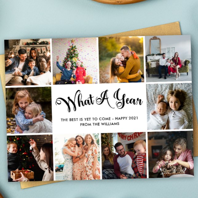 Modern vadå fotokollage i år vykort (Skapare uppladdad)