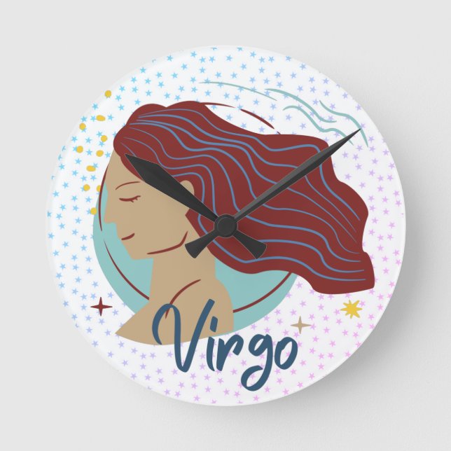 Modern Våg Woman Zodiac  Rund Klocka (Framsida)
