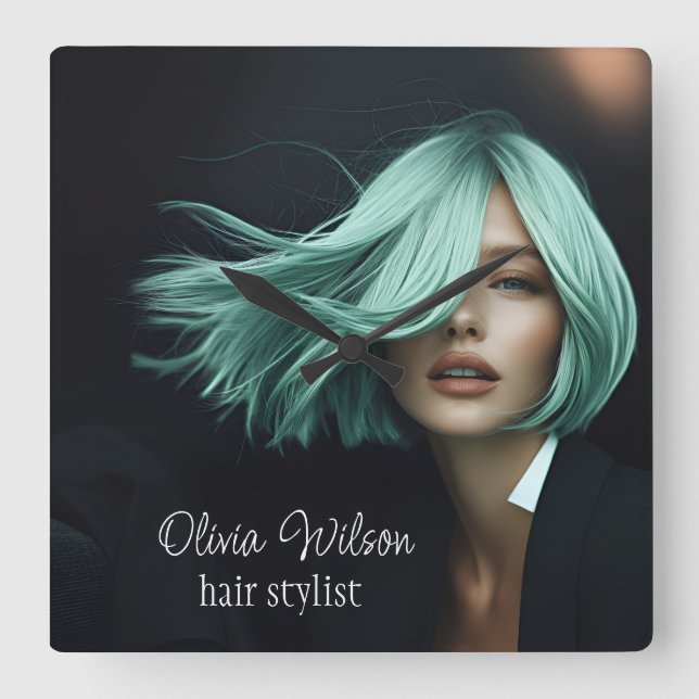 Modern väggklocka för hårsaloner, stilist (Framsida)