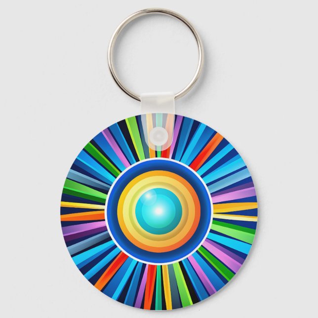 Modern väggklocka med vibrerande radiellt regnbågs nyckelring (Framsida)