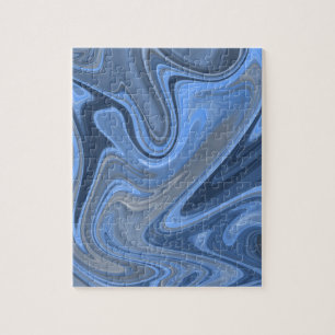 Modern Vågig Gradient Blå Vattenmarmor Pussel
