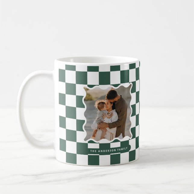 Modern vågigt kant-kontroll - minimal fotojul kaffemugg (Vänster)