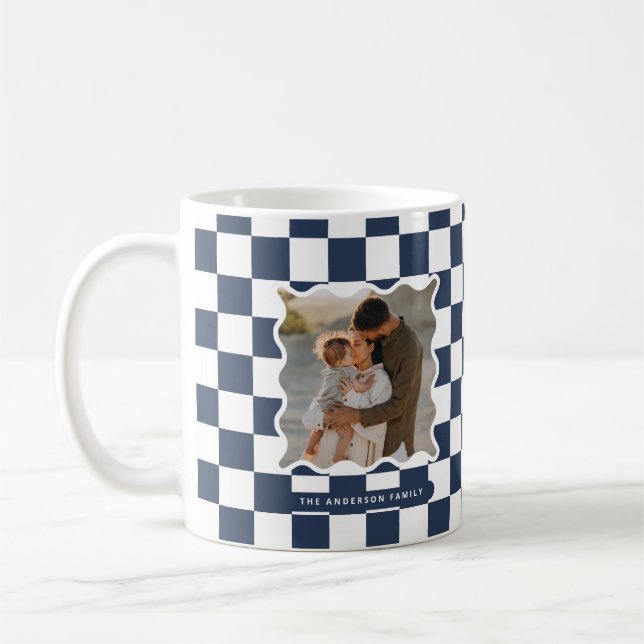 Modern vågigt kant-kontroll - minimal fotojul kaffemugg (Vänster)
