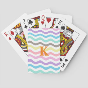 Modern Vågigt Linjer Pastel Vågar Monogram Casinokort