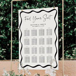 Modern Vågigt Ram Cream 16 Bord sätesdiagram Poster